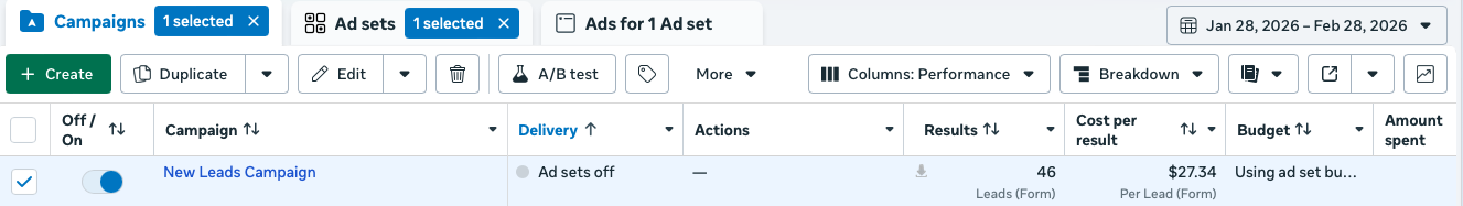 OC Flooring — Meta Ads Manager