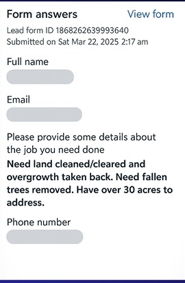 Woody's Tree Service — 30 acre job